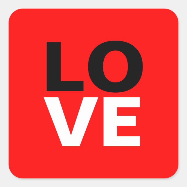 Unique Red Background Love Romance Square Sticker (Front)