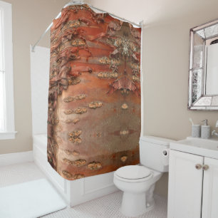 Unique Red Birch Bark Native Tribal Pattern Shower Curtain