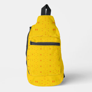 Unique red dots on yellow sling bag