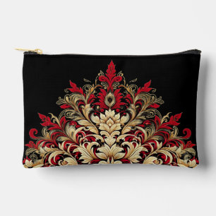 Unique Red Gold and Black Damask style Accessory Pouch