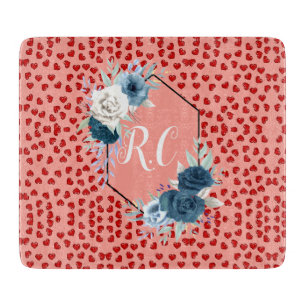 unique Red hearts on pink and pattern Custom Cutting Board