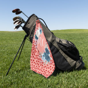 unique Red hearts on pink and pattern Custom Golf Towel