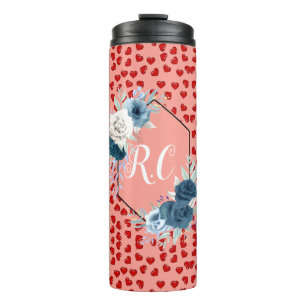 unique Red hearts on pink and pattern Custom Thermal Tumbler