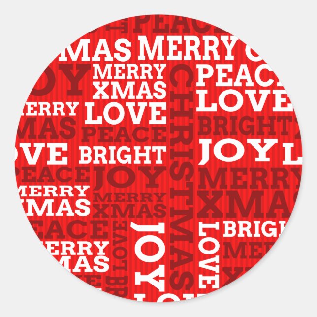 Unique Red Non-Traditional Christmas Script Classic Round Sticker (Front)