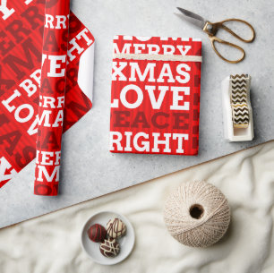 Unique Red Non-Traditional Merry Christmas Script Wrapping Paper
