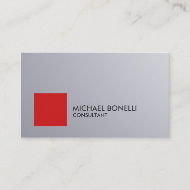 Unique Red Point Silver Grey Background Consultant Business Card (Front)