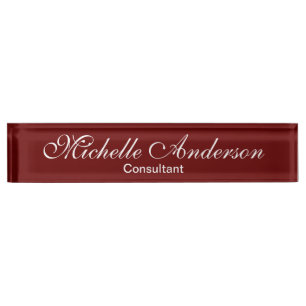 Unique Red Script Consultant Nameplate