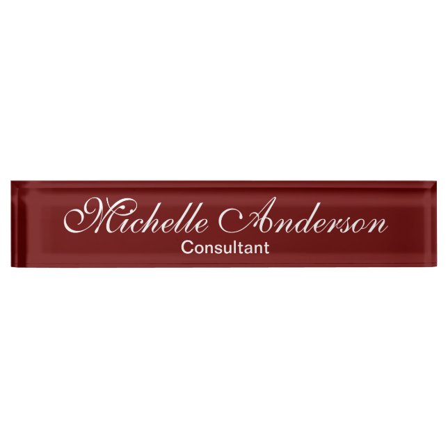 Unique Red Script Consultant Nameplate (Front)
