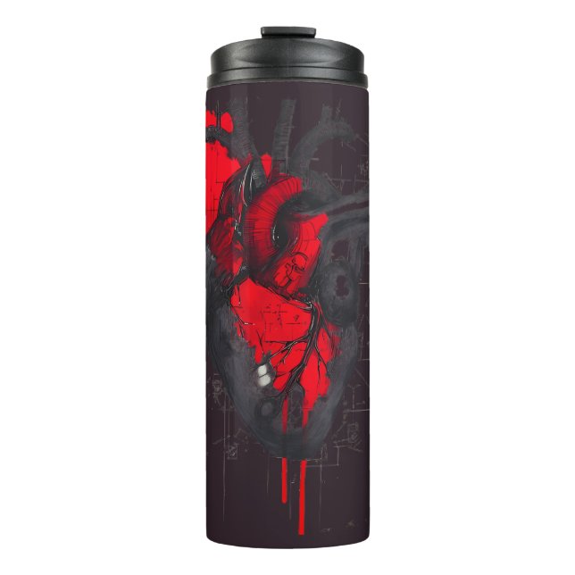 Unique Red Splatter Human Heart Thermal Tumbler (Front)