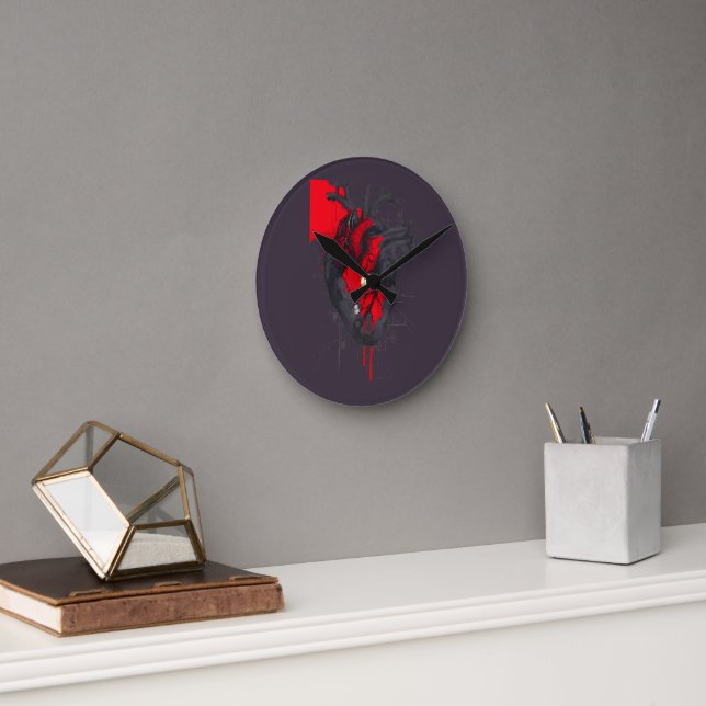 Unique Red Splatter Human Heart Wall Clock (Office)