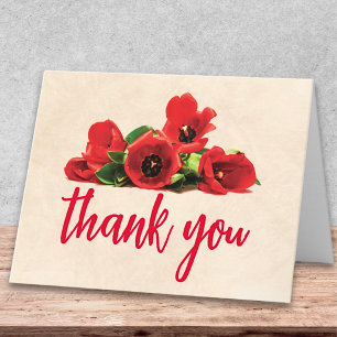 Unique Red Tulip Floral Appreciation Thank You Card