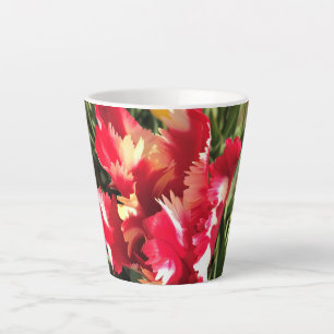Unique Red & White Tulip Latte Mug