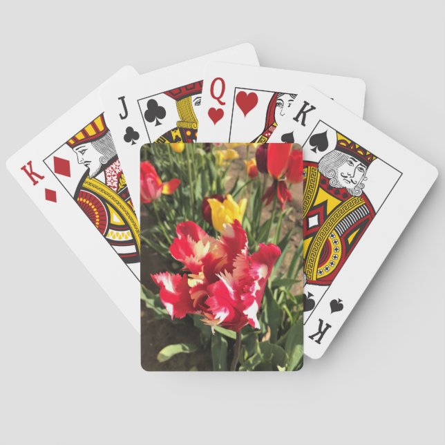 Unique Red & White Tulip Playing Cards (Back)