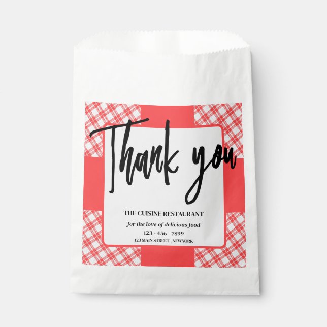 Unique Restaurant Bakery Cafe Food Paper Favour Bag (Front)