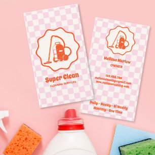 Unique Retro 70s Maid House Cleaning Services Business Card
