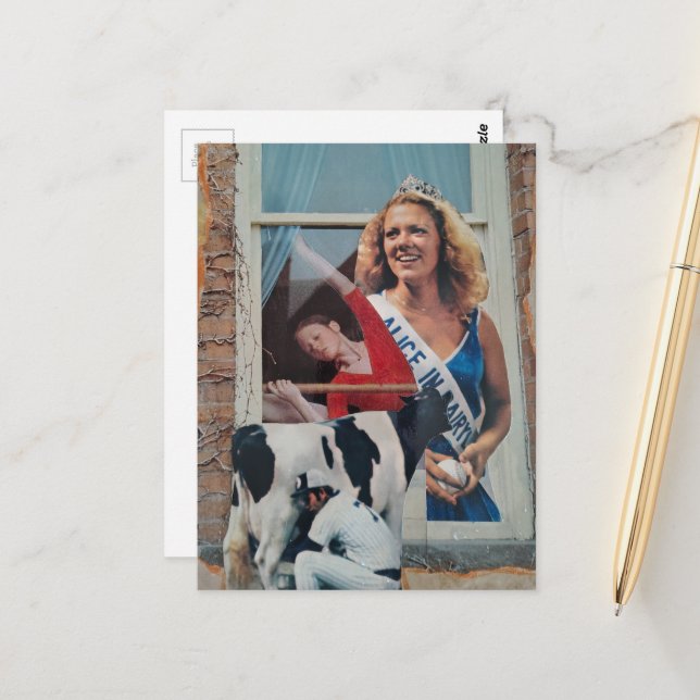 Unique Retro Dairy Princess Alice Collage  Postcard (Front/Back In Situ)