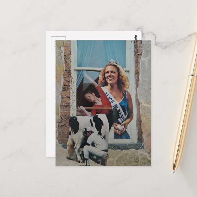 Unique Retro Dairy Princess Collage  Postcard (Front/Back In Situ)