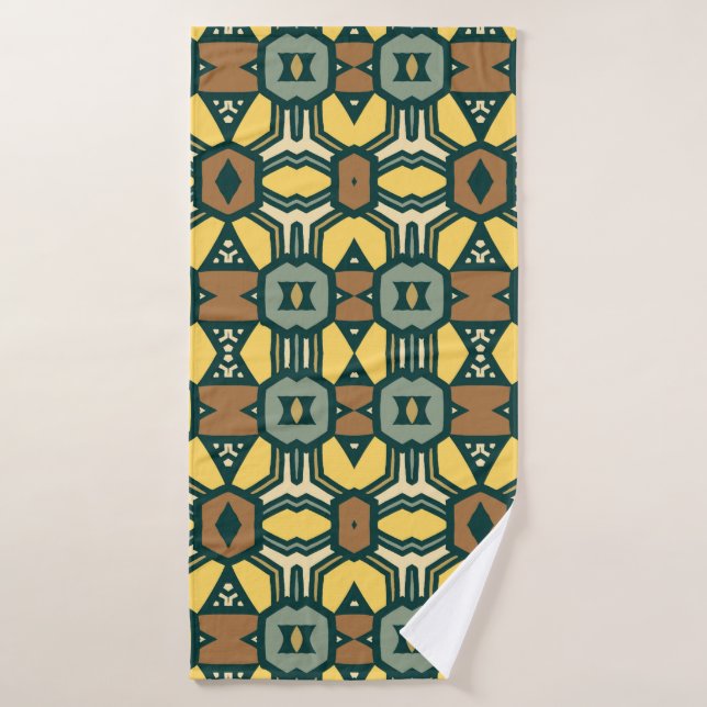 Unique retro geometrical pattern,  vintage seamles bath towel (Bath Towel)