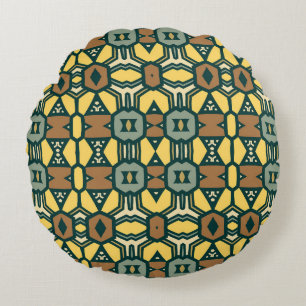 Unique retro geometrical pattern,  vintage seamles round cushion