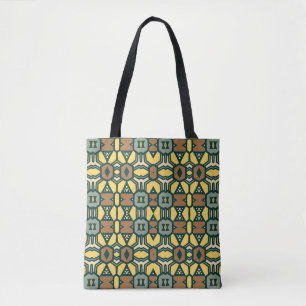 Unique retro geometrical pattern, vintage seamles tote bag