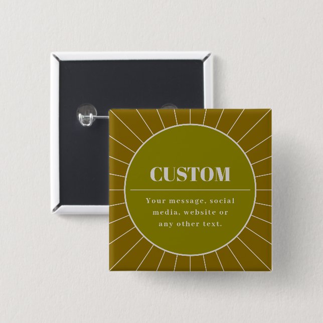 Unique Retro Inspired Editable Design Template 15 Cm Square Badge (Front & Back)