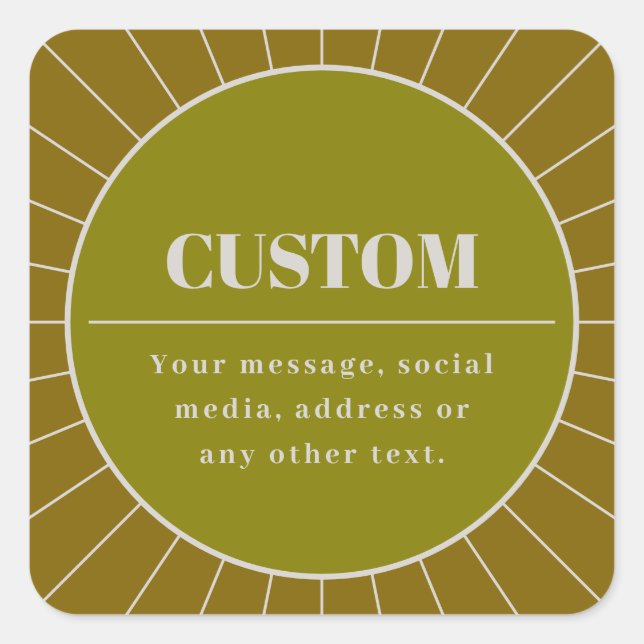 Unique Retro Inspired Editable Design Template Square Sticker (Front)