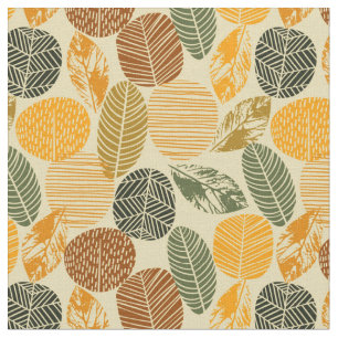 Unique Retro Mid Century Style Leaves Fabric