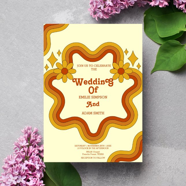 unique  retro vintage 70s wedding invitation (Creator Uploaded)