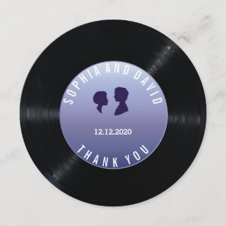 Unique Retro Vinyl Record Wedding Custom THANK YOU Card