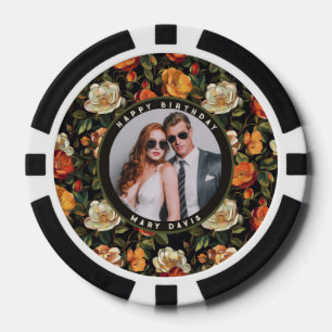 Unique Rose Floral Garden Birthday Party Poker Chips