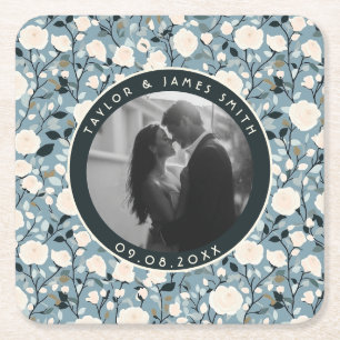 Unique Rose Flower Floral Wedding Coaster