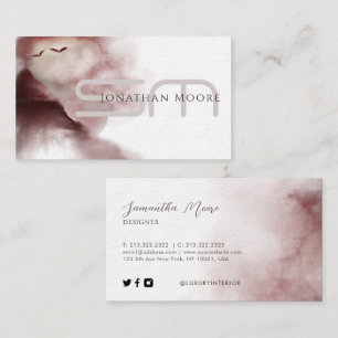 Unique Rose Gold Watercolor Signature Monogrammed Business Card
