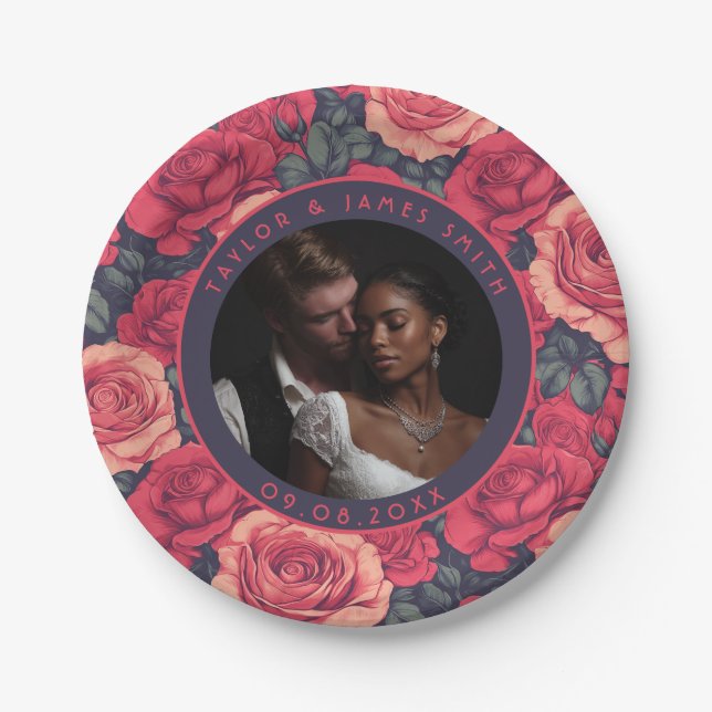 Unique Rose Wedding Plates For Bachelor Party (Front)