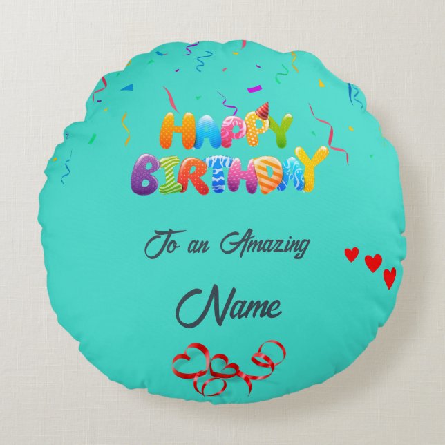 Unique Round Pillow Gift for Birthdays (Front)