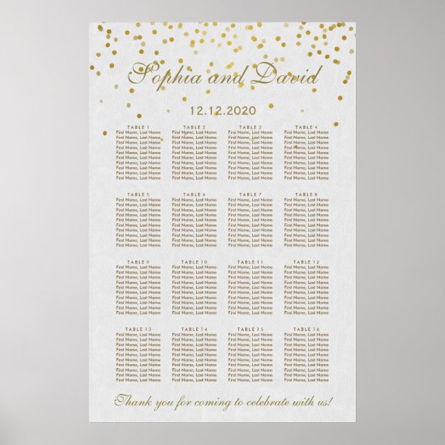 Unique Royal Gold Foil Wedding Seating Chart (Front)