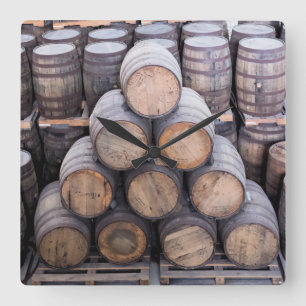 Unique Rum Barrels Square Wall Clock