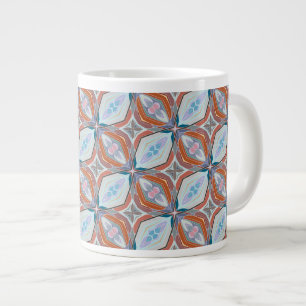 Unique Rust, Teal,Light Blue & Pink Pattern Design Large Coffee Mug