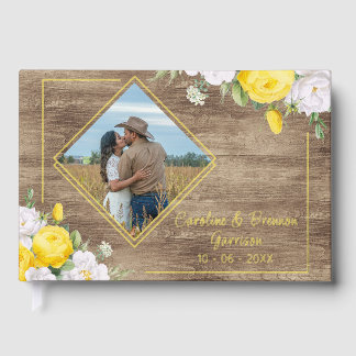 Unique Rustic Country Western Boho Gold Guest Book