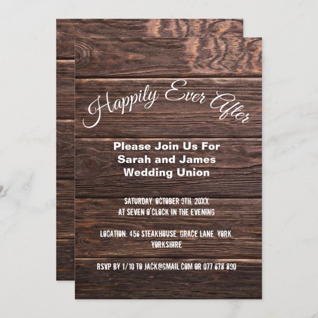 Unique rustic happily Ever After wedding  Invitation (Front/Back)