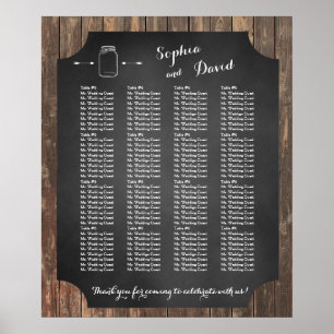 Unique Rustic Mason Jar Wedding Seating Chart