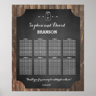 Unique Rustic Mason Jar Wedding Seating Chart