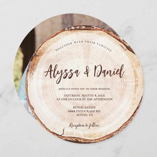 Unique Rustic Wedding with Photo Invitation (Front/Back)