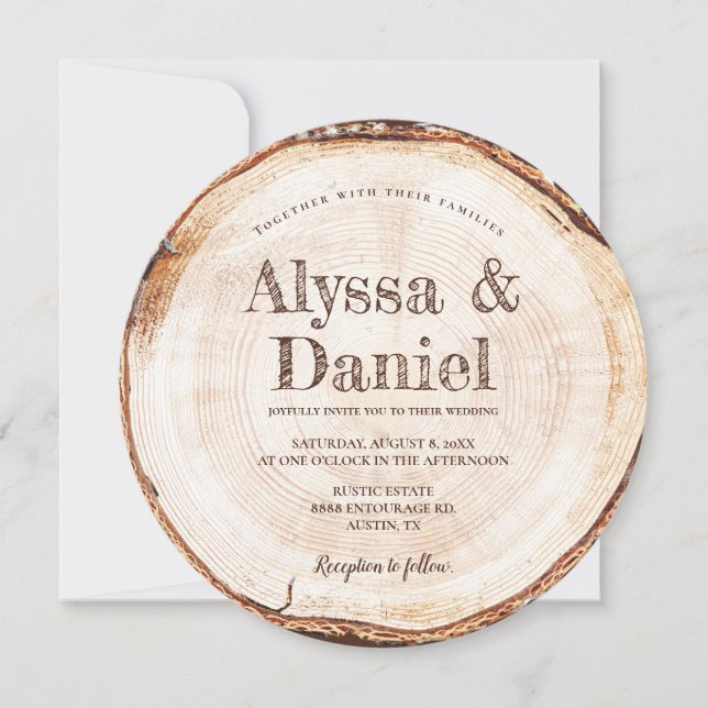 Unique Rustic Wedding Wood Bark Texture Custom Invitation (Front)