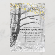 Unique Rustic Winter Tree Light Wedding Invitation