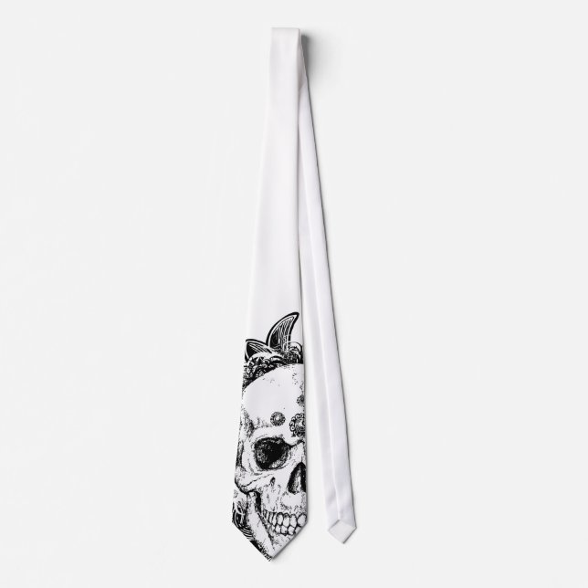 Unique Sacred Skull Metal Goth Punk Tie (Front)