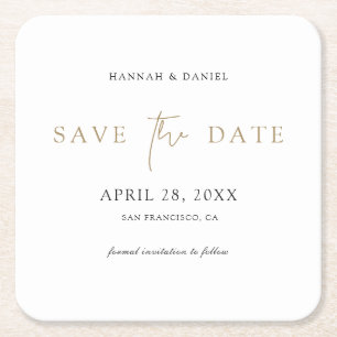 Unique Save the Date Square Paper Coaster