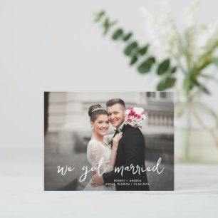 unique script wedding announcement postcard
