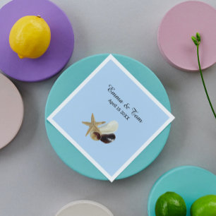 Unique seashell bouquet beach wedding coastal napkin