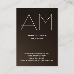 Unique sepia brown plain simple monogram business card