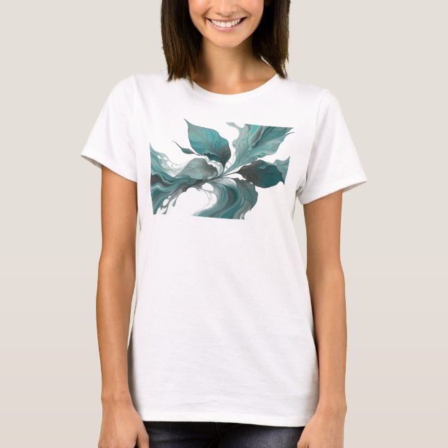 Unique Silver Abstract Leaves Custom Creation T-Shirt (Front)